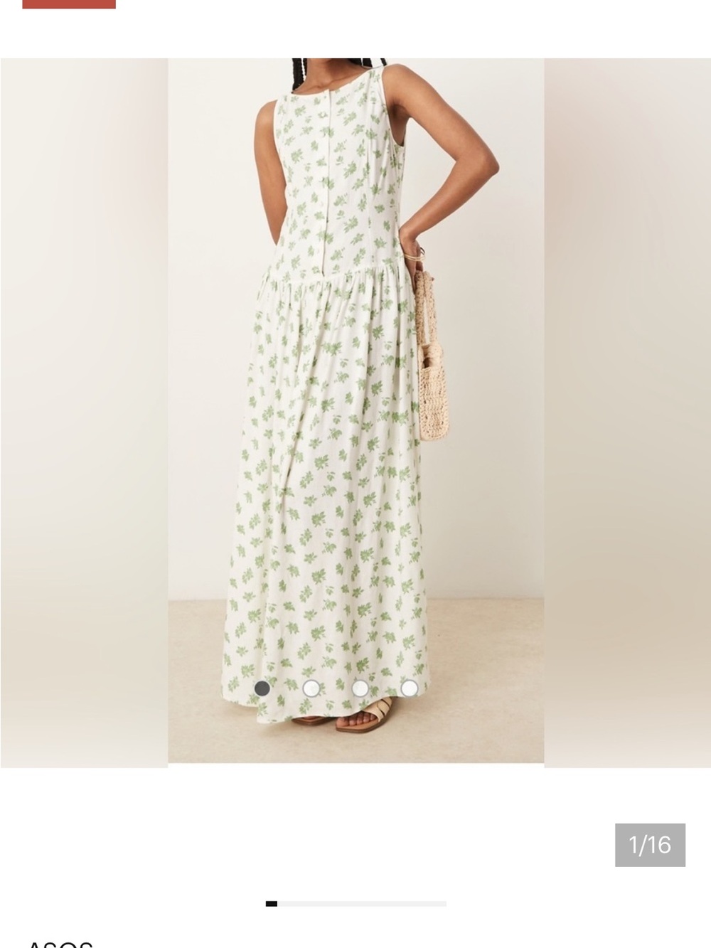 ASOS White Maxi Dress with Green Floral Print